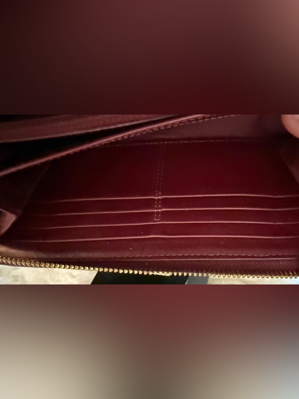 Coach Madison Gathered Leather Zip Around Wallet Burgundy Accordion VGUC - Picture 10 of 14
